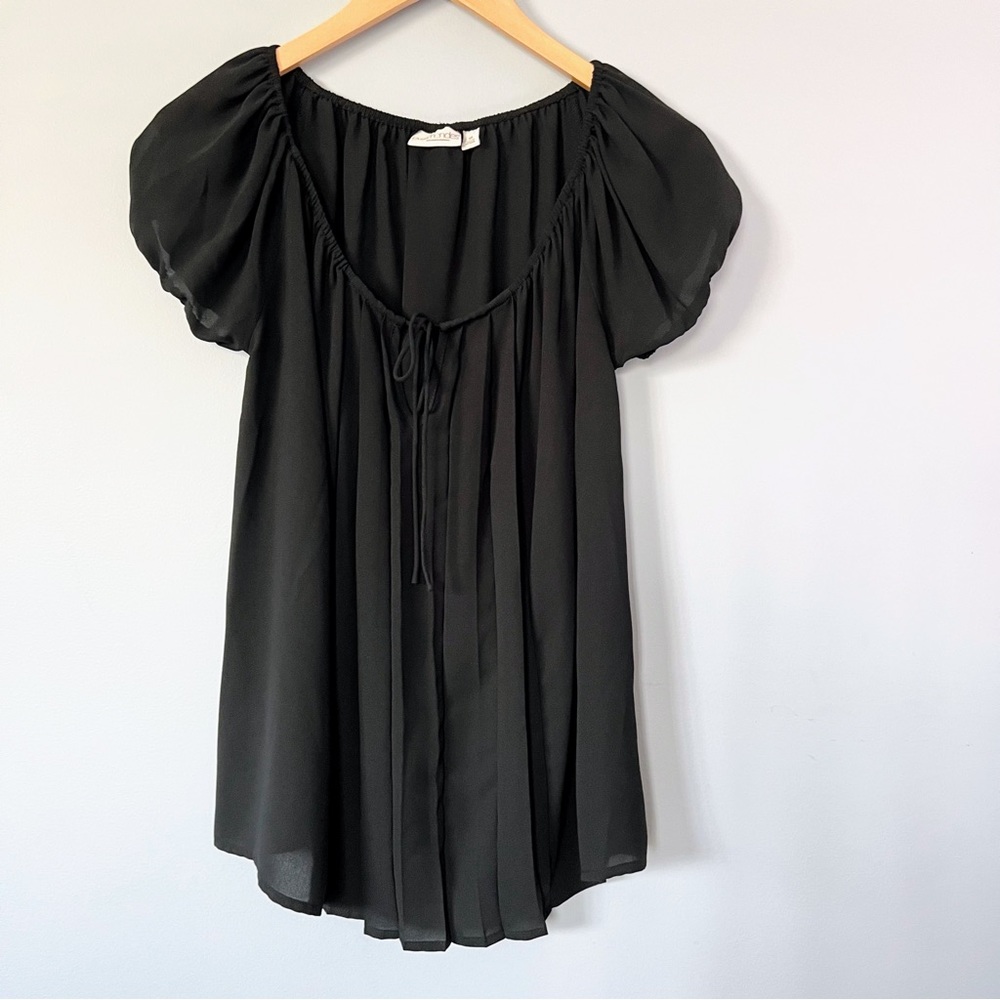 Eva Mendes Black Rita Sheer Peasant Blouse size XS